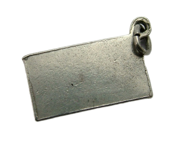 Small Vintage 1950's Silver & Blue Enamel Rebus Charm “I Have Sunshine In My Heart”