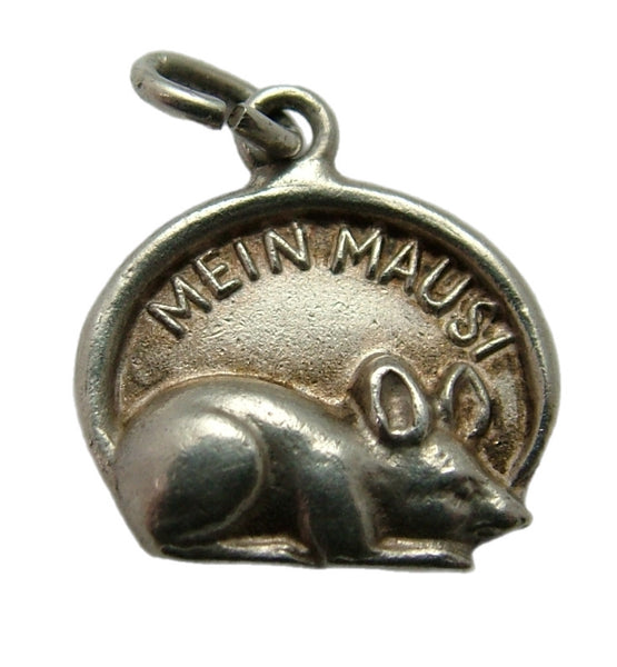 Small Vintage 1950's Silver “Mein Mausi” Mouse Charm