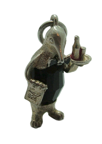 Vintage 1970’s Silver & Black Crystal Nuvo Penguin Waiter Charm