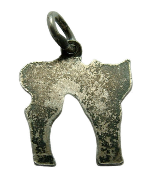 Small Vintage 1950's Silver & Grey Enamel Cat Charm