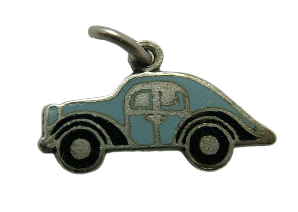 Small Vintage 1950's Silver & Blue Enamel Car Charm
