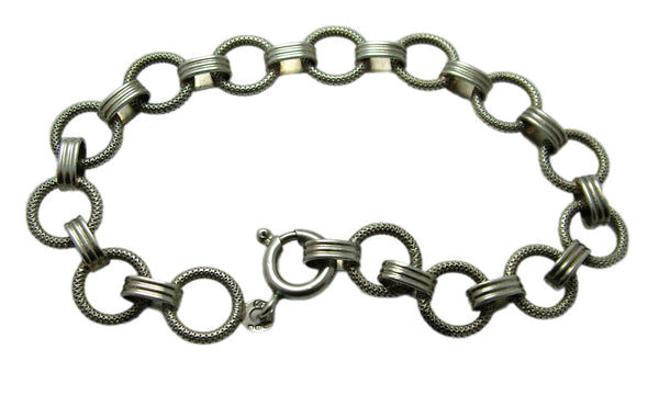 Vintage 1970's Silver Bracelet 8 Inches Long & 11.5g with Patterned Links
