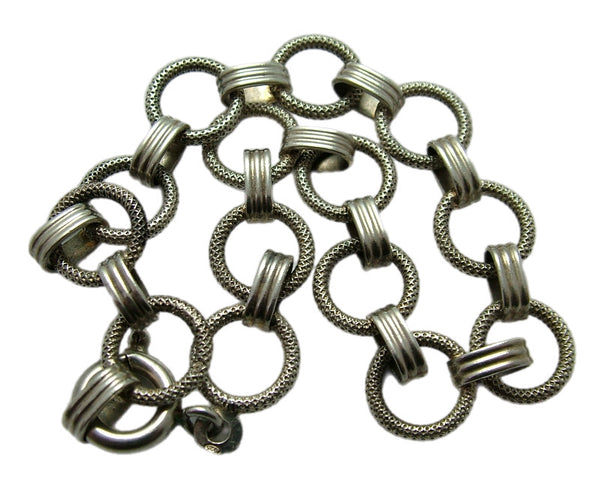 Vintage 1970's Silver Bracelet 8 Inches Long & 11.5g with Patterned Links