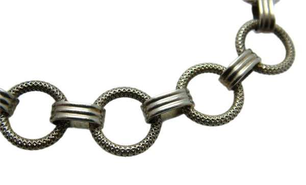 Vintage 1970's Silver Bracelet 8 Inches Long & 11.5g with Patterned Links