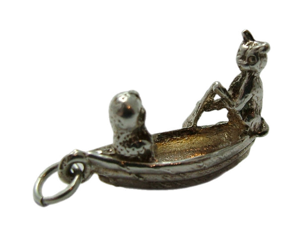 Vintage 1970's Solid Silver Owl & The Pussycat Charm