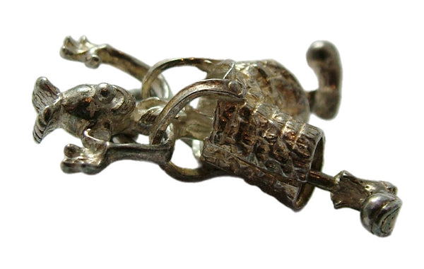 Vintage 1970's Silver Clown Charm with Moving Oversized Trousers Silver Charm - Sandy's Vintage Charms