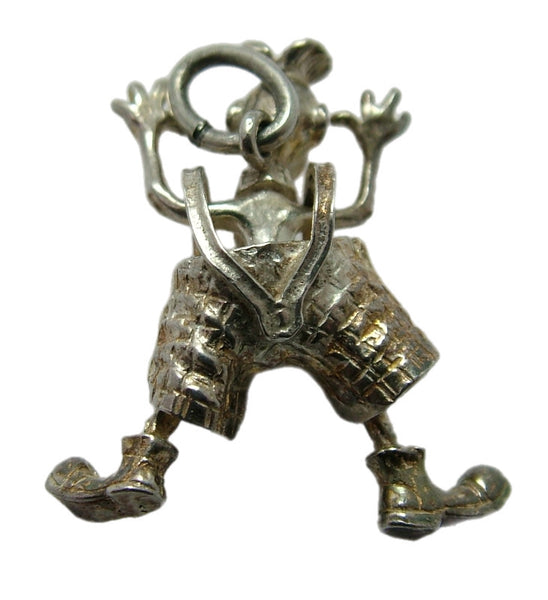 Vintage 1970's Silver Clown Charm with Moving Oversized Trousers Silver Charm - Sandy's Vintage Charms