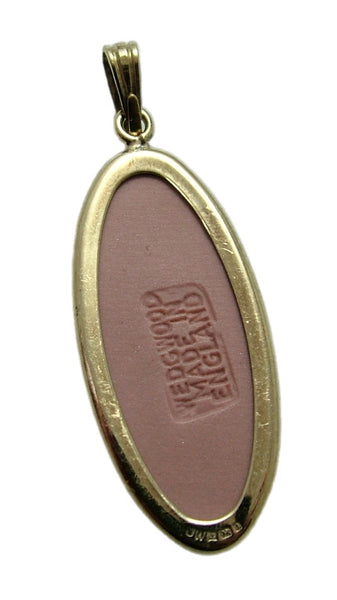 Vintage 1980's Gold Plated Silver & Pink Wedgwood Jasperware “Hygeia” Pendant Charm HM 1983