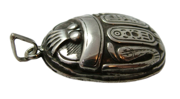 Large Vintage 1930's Hollow Silver Scarab Beetle Charm