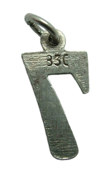 Small Vintage 1950's Silver & Red Enamel Lucky Number Seven Charm