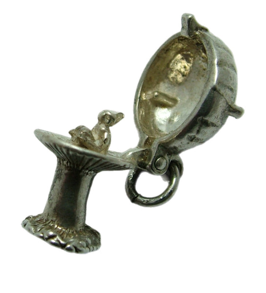 Vintage 1960's Silver Opening Toadstool House Charm Pixie Inside