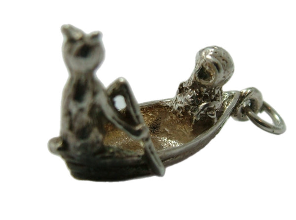 Vintage 1970's Solid Silver Owl & The Pussycat Charm