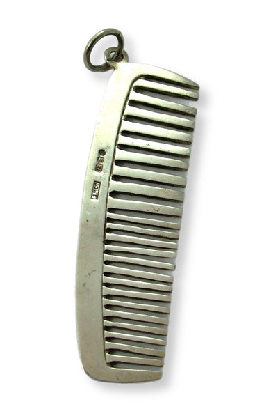 Large Vintage 1970's Silver Hair or Beard Comb Charm HM 1977 Silver Charm - Sandy's Vintage Charms