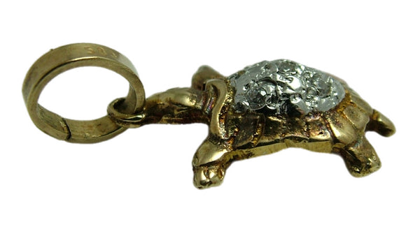 Vintage 1980's Solid 14k 14ct Gold & CZ Tortoise Charm Gold Charm - Sandy's Vintage Charms