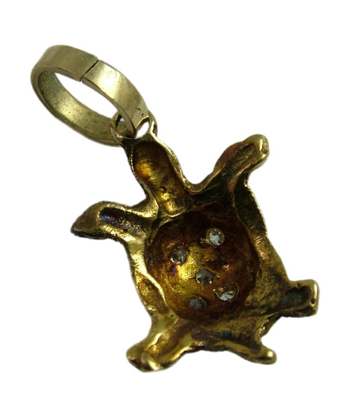 Vintage 1980's Solid 14k 14ct Gold & CZ Tortoise Charm Gold Charm - Sandy's Vintage Charms