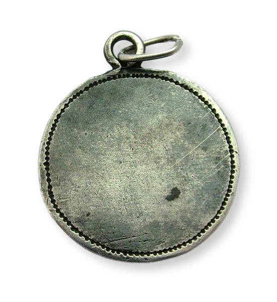 Edwardian c1910 Silver & Black Enamel Raphael’s Angel Charm Antique Charm - Sandy's Vintage Charms