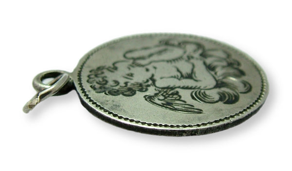 Edwardian c1910 Silver & Black Enamel Raphael’s Angel Charm Antique Charm - Sandy's Vintage Charms
