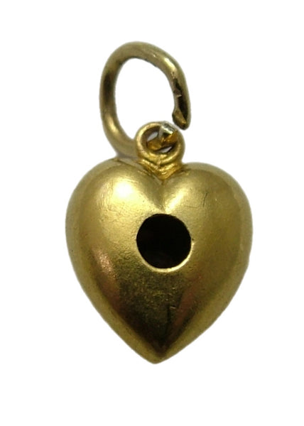 Small Antique Victorian 15ct Gold & Diamond Puffy Heart Charm