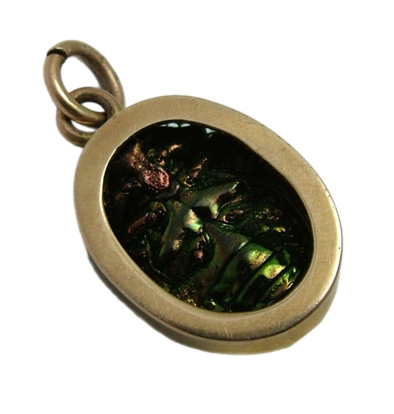 Vintage 1920's 9ct Gold Mounted Real Scarab Beetle Charm