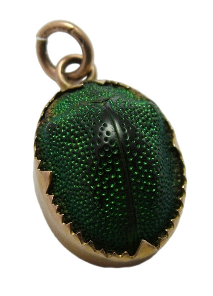 Vintage 1920's 9ct Gold Mounted Real Scarab Beetle Charm
