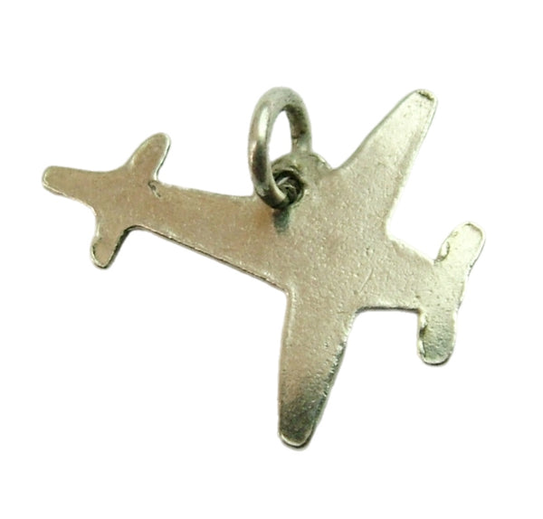 Small Vintage 1950's Silver & Green Enamel Plane Charm