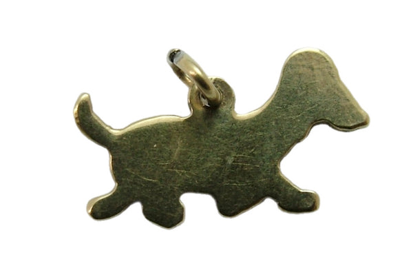 Vintage 1950's 14k 14ct Gold & Brown Enamel Dachshund Dog Charm