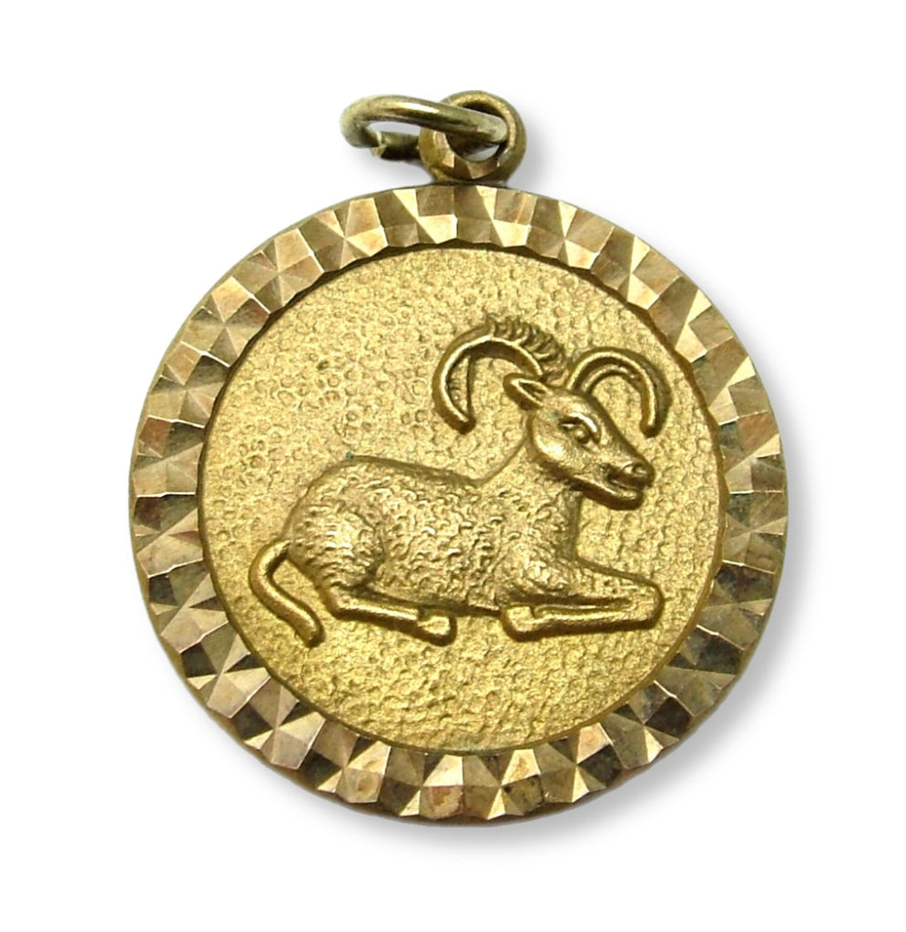 Vintage 1970's Solid 9ct Gold Aries Ram Zodiac Disc Charm HM 1973 Gold Charm - Sandy's Vintage Charms