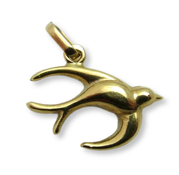 Vintage 1980's 18k 18ct Gold Hollow Swallow Charm Gold Charm - Sandy's Vintage Charms
