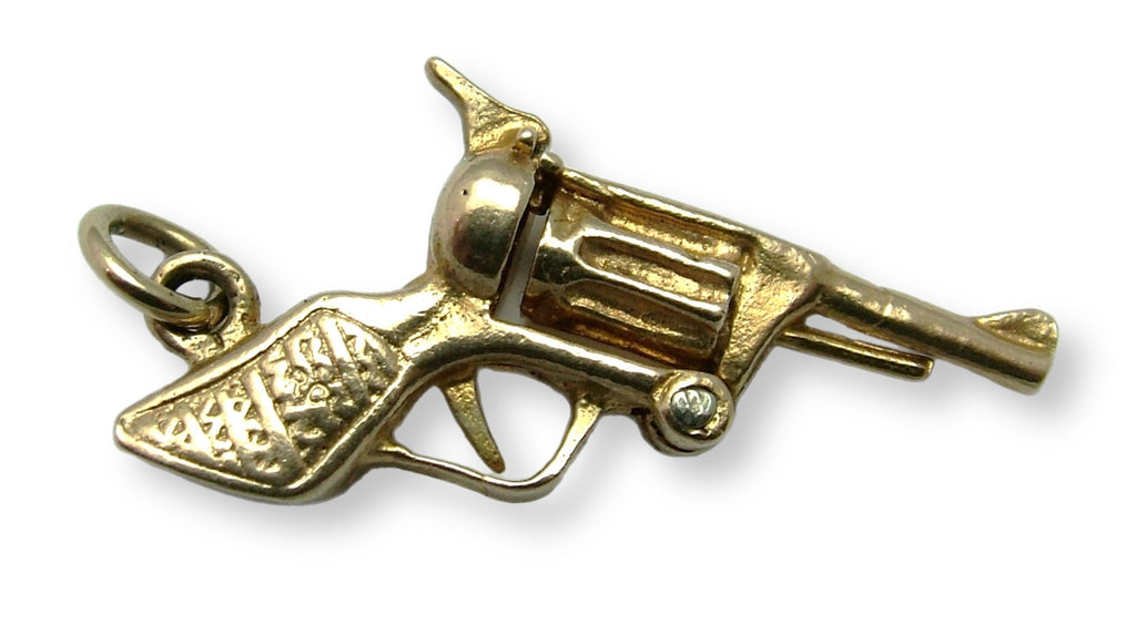 Large Vintage 1970's 9ct Gold Opening Gun Revolver Charm Gold Charm - Sandy's Vintage Charms