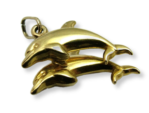 Vintage 1980's Italian Hollow 9ct Gold Pair of Dolphins Charm Gold Charm - Sandy's Vintage Charms