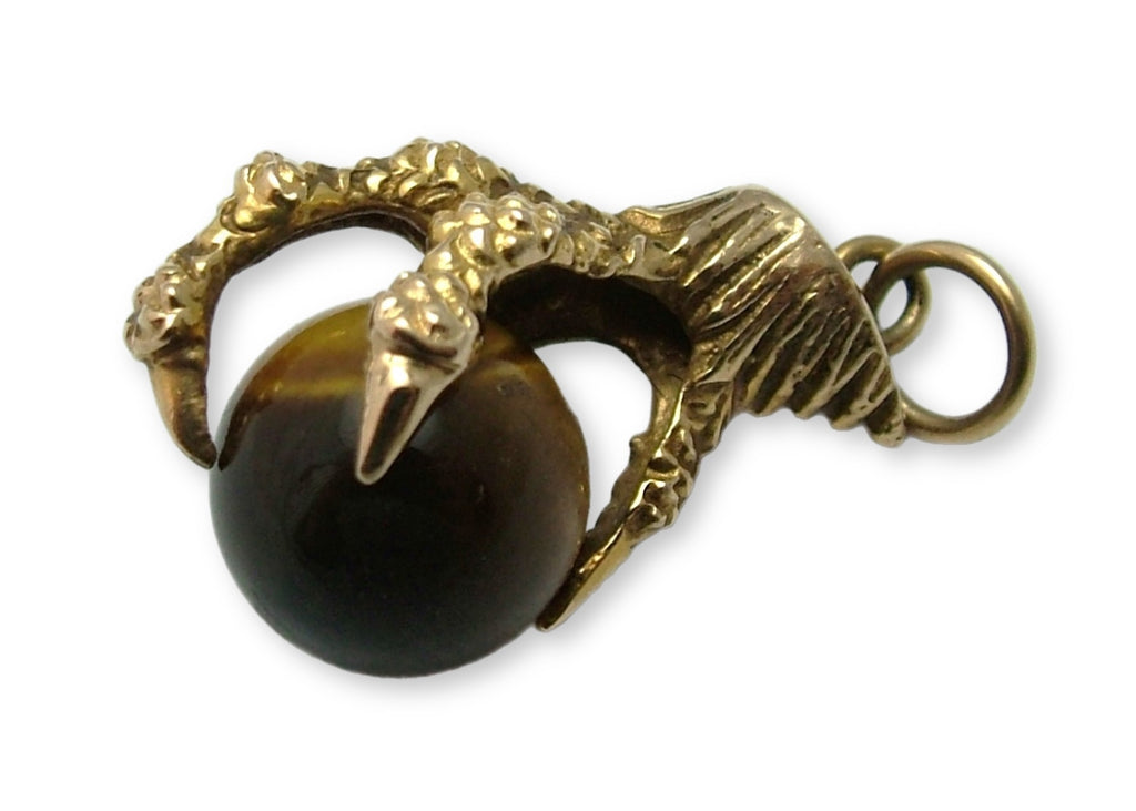 Vintage 1960's 9ct Gold & Tiger’s Eye Ball & Claw Charm HM 1963 Gold Charm - Sandy's Vintage Charms