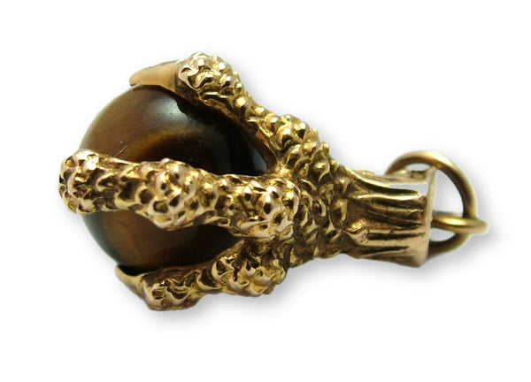 Vintage 1960's 9ct Gold & Tiger’s Eye Ball & Claw Charm HM 1963 Gold Charm - Sandy's Vintage Charms