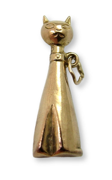 Tall Vintage 1970's 9ct Gold Hollow Cartoon Cat Charm HM 1973 Gold Charm - Sandy's Vintage Charms