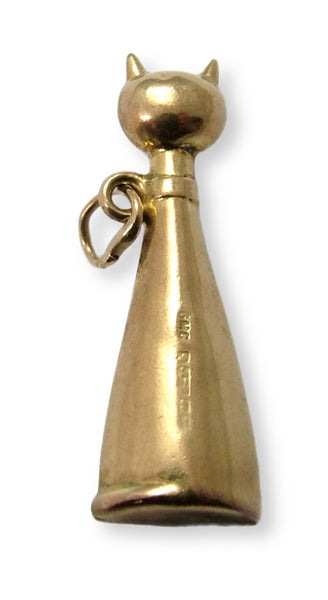 Tall Vintage 1970's 9ct Gold Hollow Cartoon Cat Charm HM 1973 Gold Charm - Sandy's Vintage Charms