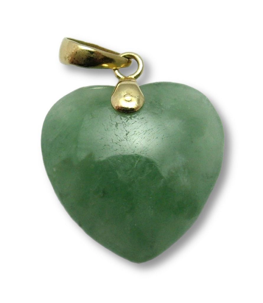 Vintage 1980's 14ct 14k Gold & Carved Green Jade Heart Charm Gold Charm - Sandy's Vintage Charms