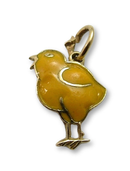 Tiny Vintage 1950's 14ct 14k Gold & Yellow Enamel Chick Charm Gold Charm - Sandy's Vintage Charms