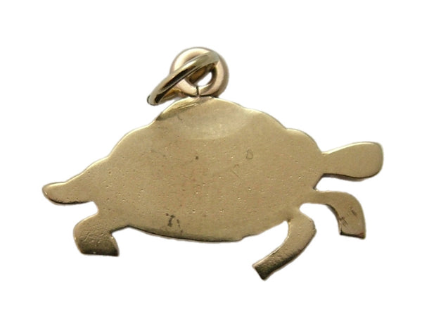 Antique Edwardian c1910 9ct Gold Flat Engraved Tortoise Charm