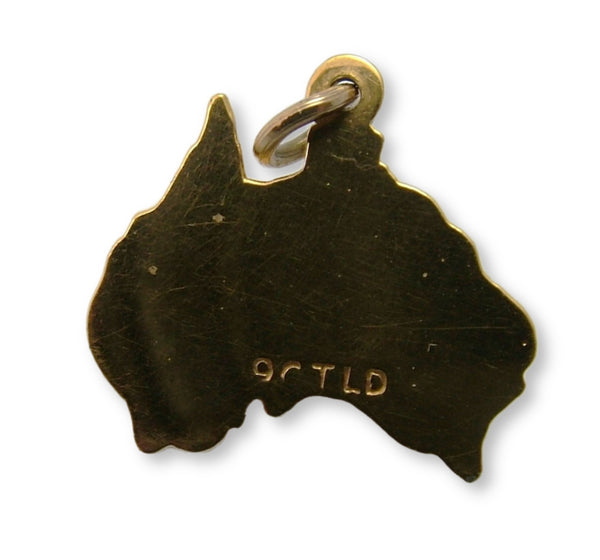 Vintage 1950's Solid Flat Backed 9ct Gold & Faux Glass Opal Australia Map Charm Gold Charm - Sandy's Vintage Charms