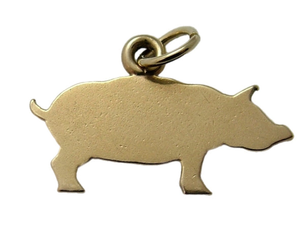 Antique Edwardian c1910 9ct Gold Flat Engraved Pig Charm