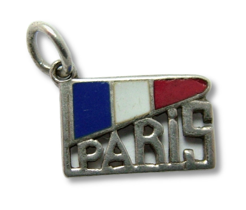 Vintage 1930's/40’s Silver & Enamel French Flag & Paris Souvenir Charm Enamel Charm - Sandy's Vintage Charms