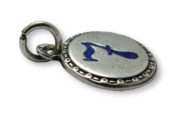 Small Vintage 1930's Silver & Blue Enamel Lucky Number Seven Charm Enamel Charm - Sandy's Vintage Charms