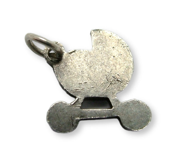 Small Vintage 1950's Silver & Green Enamel Pram Charm Enamel Charm - Sandy's Vintage Charms