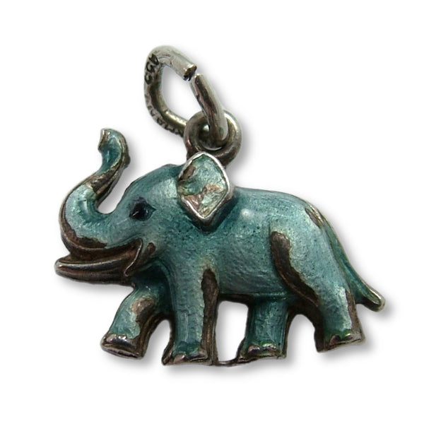 Small 1950's Silver & Blue Enamel Elephant Charm Enamel Charm - Sandy's Vintage Charms