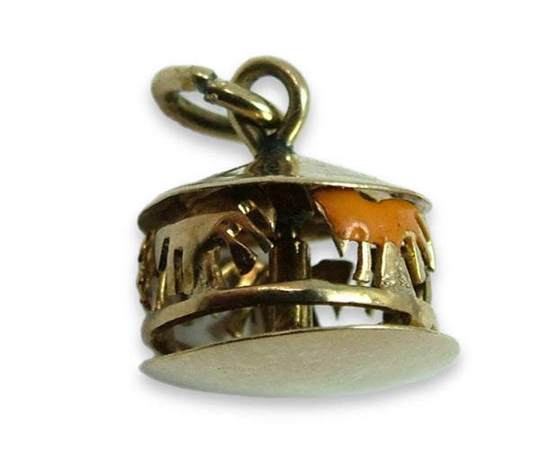 Small Vintage 1950's 14ct 14k Gold & Enamel Moving Horse Carousel Charm Gold Charm - Sandy's Vintage Charms