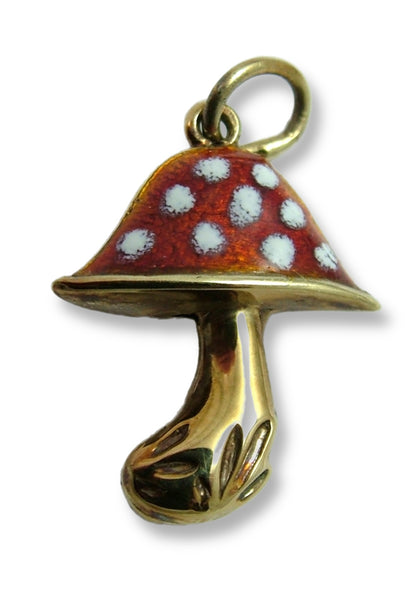 Vintage 1950’s 14ct 14k Gold & Double Sided Red Enamel Lucky Toadstool Charm Gold Charm - Sandy's Vintage Charms