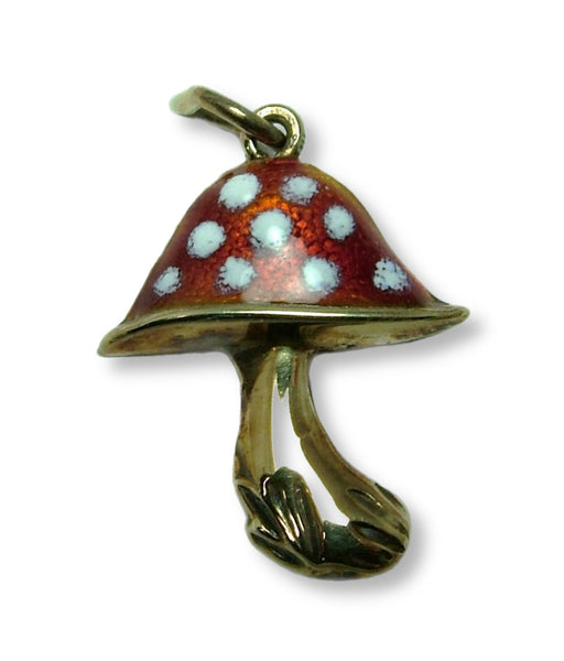 Vintage 1950’s 14ct 14k Gold & Double Sided Red Enamel Lucky Toadstool Charm Gold Charm - Sandy's Vintage Charms