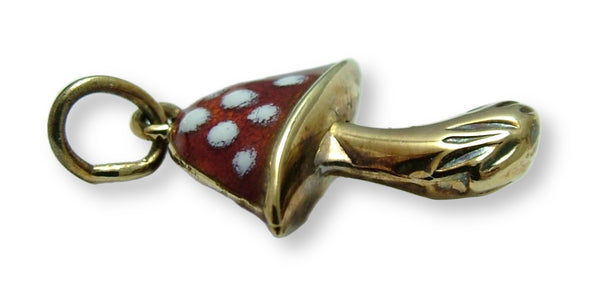 Vintage 1950’s 14ct 14k Gold & Double Sided Red Enamel Lucky Toadstool Charm Gold Charm - Sandy's Vintage Charms