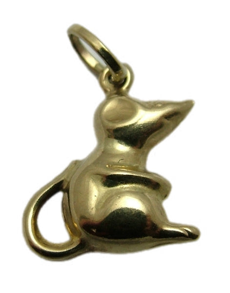Small Vintage 1980's Hollow 9ct Gold Mouse Charm