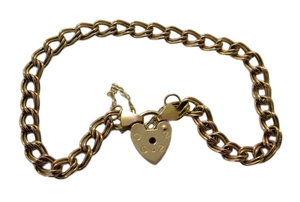 Vintage 1980's Solid 9ct Gold Bracelet with Padlock Fastener HM 1980