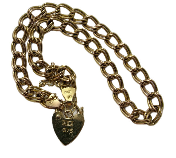 Vintage 1980's Solid 9ct Gold Bracelet with Padlock Fastener HM 1980